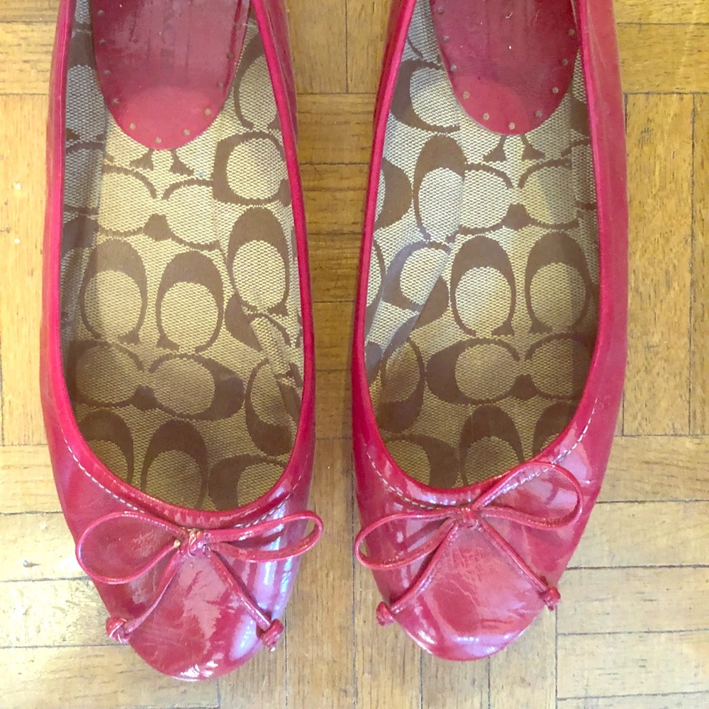 Coach pink patent leather flats, size 8